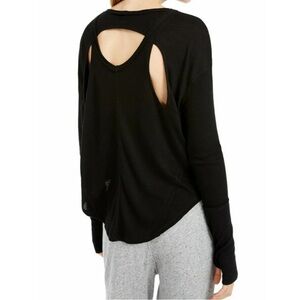 Free People Black Lay Up Long Sleeve Women's Top with Cutouts